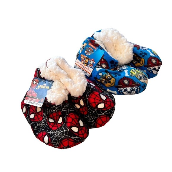 PAW PATROL SPIDERMAN SLIPPER SOCKS Kids 4.5-7.5 Boys Girls Slippers Winter S - Picture 1 of 12